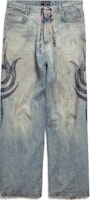 Balenciaga FW24 Logo Print Loose Fit Long Denim Jeans Unisex Blue. 809360TRW775760 Balenciaga FW24 Logo Print Loose Fit Long Denim Jeans Unisex Blue. 809360TRW775760