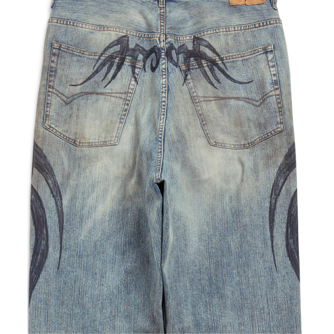 Sizing Balenciaga FW24 Jeans Vaqueros Sueltos Unisex Azul con Logo Impreso. 809360TRW775760