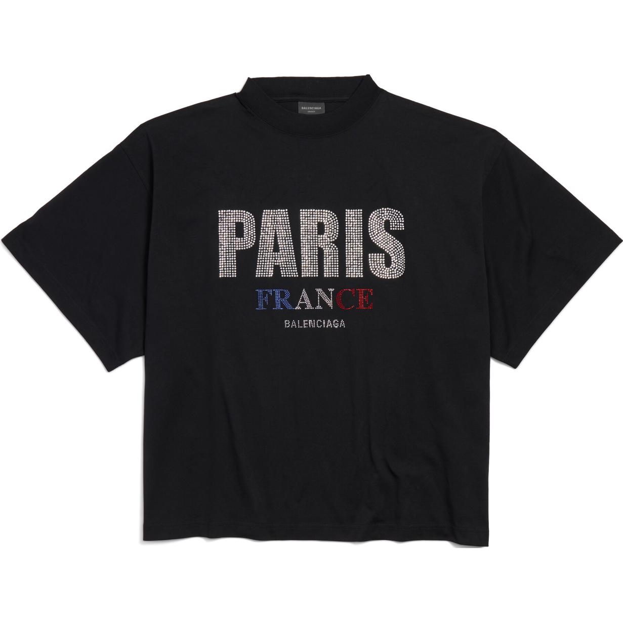 Balenciaga FW24 Logo Print Loose Fit Unisex Black T-Shirt. 818431TRVL51000