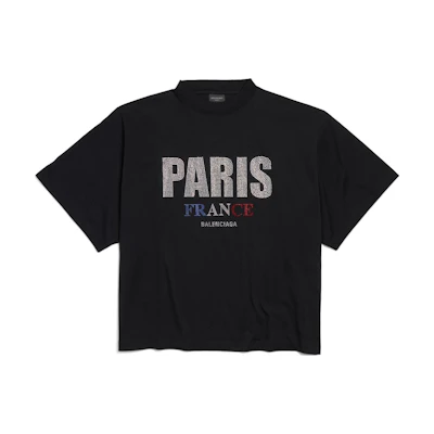 Balenciaga FW24 Logo Print Loose Fit Unisex Black T-Shirt. 818431TRVL51000