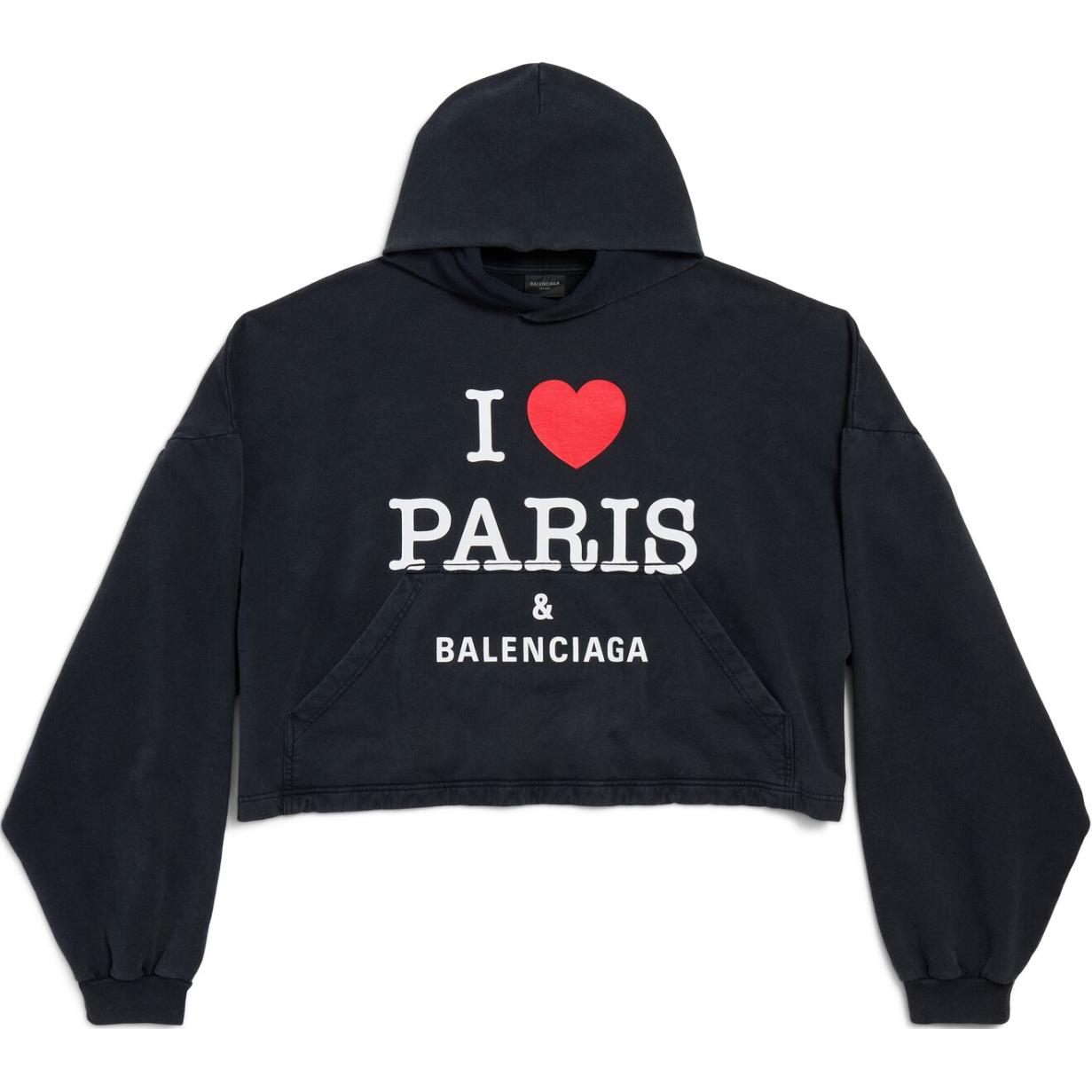 Balenciaga FW24 Logo Print Oversized Hoodie Unisex Black 818433TRVM61041