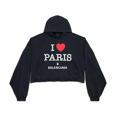 Balenciaga FW24 Logo Print Oversized Hoodie Unisex Black 818433TRVM61041