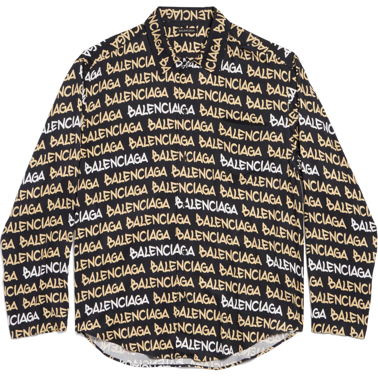 Balenciaga FW24 Logo Print Oversized Shirt Unisex Black Long Sleeve 681812TRLJ31094 圖 2