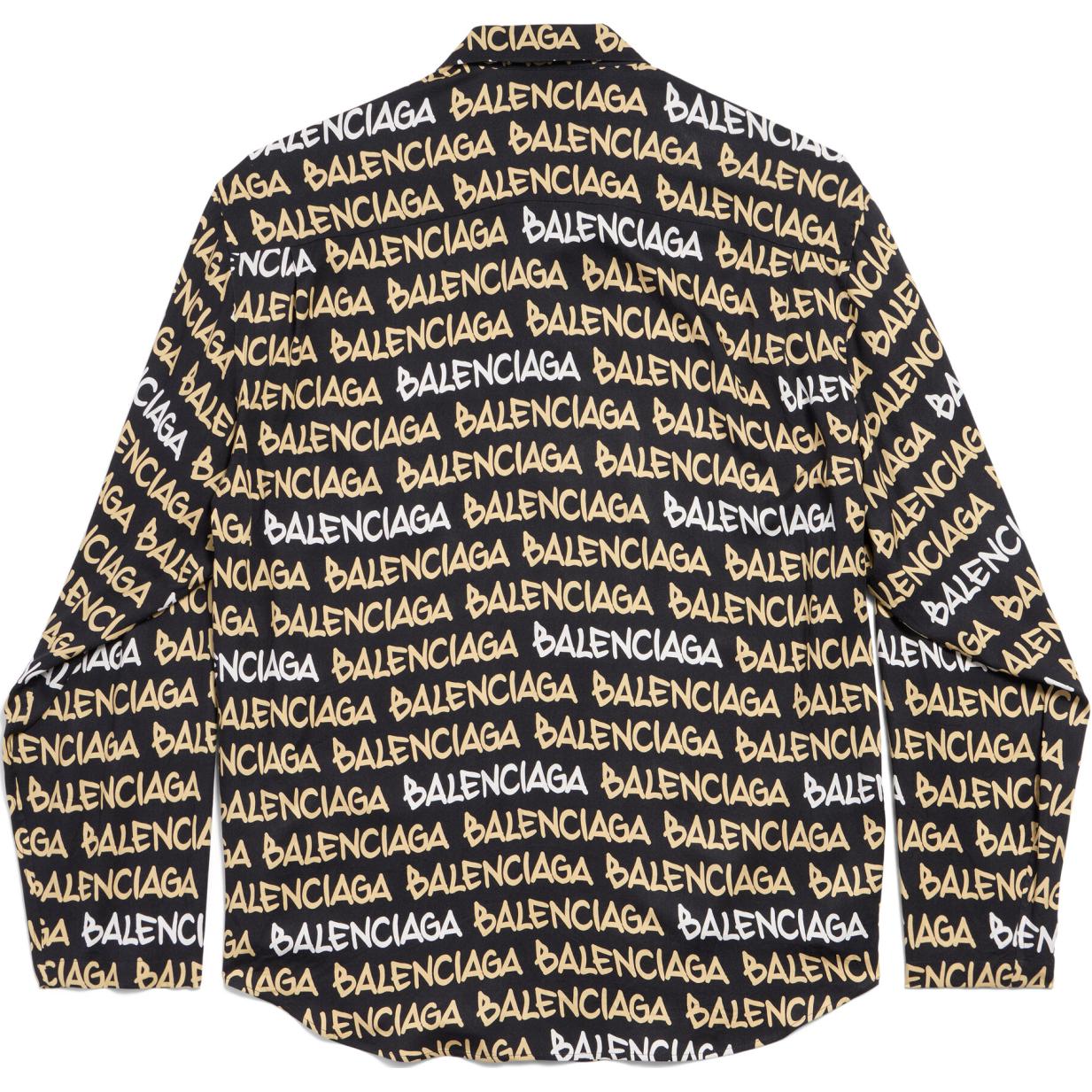 Balenciaga FW24 Logo Print Oversized Shirt Unisex Black Long Sleeve 681812TRLJ31094 圖 3