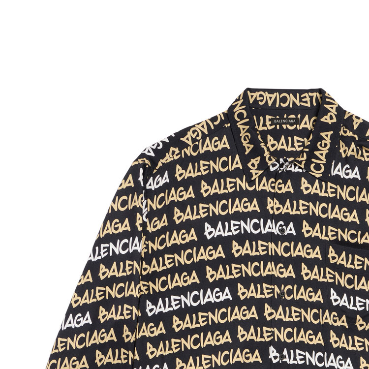 Balenciaga FW24 Logo Print Oversized Shirt Unisex Black Long Sleeve 681812TRLJ31094 圖 4