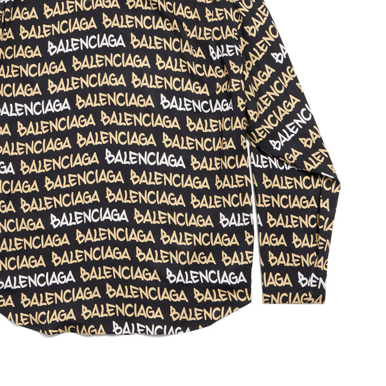 Balenciaga FW24 Logo Print Oversized Shirt Unisex Black Long Sleeve 681812TRLJ31094 圖 7