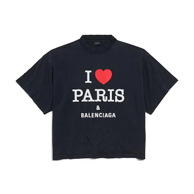 Balenciaga FW24 Logo Print Unisex Black Crewneck T-Shirt Regular Fit 818431TRVU91041