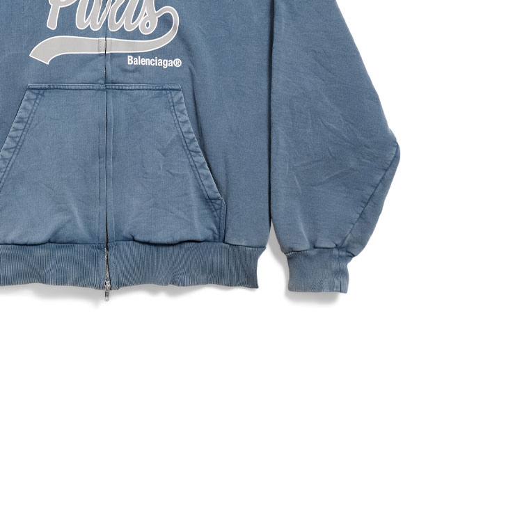 Balenciaga FW24 Logo Print Zip Hoodie Unisex Regular Fit Faded Blue. 803264TRVL99340 圖 4