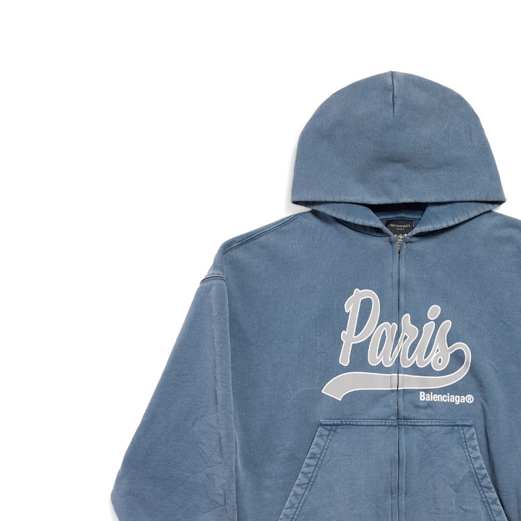 Balenciaga FW24 Logo Print Zip Hoodie Unisex Regular Fit Faded Blue. 803264TRVL99340 圖 5