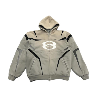 Balenciaga FW24 Logo Zip-Up Hoodie Loose Fit Khaki 790359TQVM21250