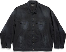 Balenciaga FW24 Metal BB Stencil Logo Denim Jacket Unisex Black Oversized Fit. 793892TNW111672 Balenciaga FW24 Metal BB Stencil Logo Denim Jacket Unisex Black Oversized Fit. 793892TNW111672