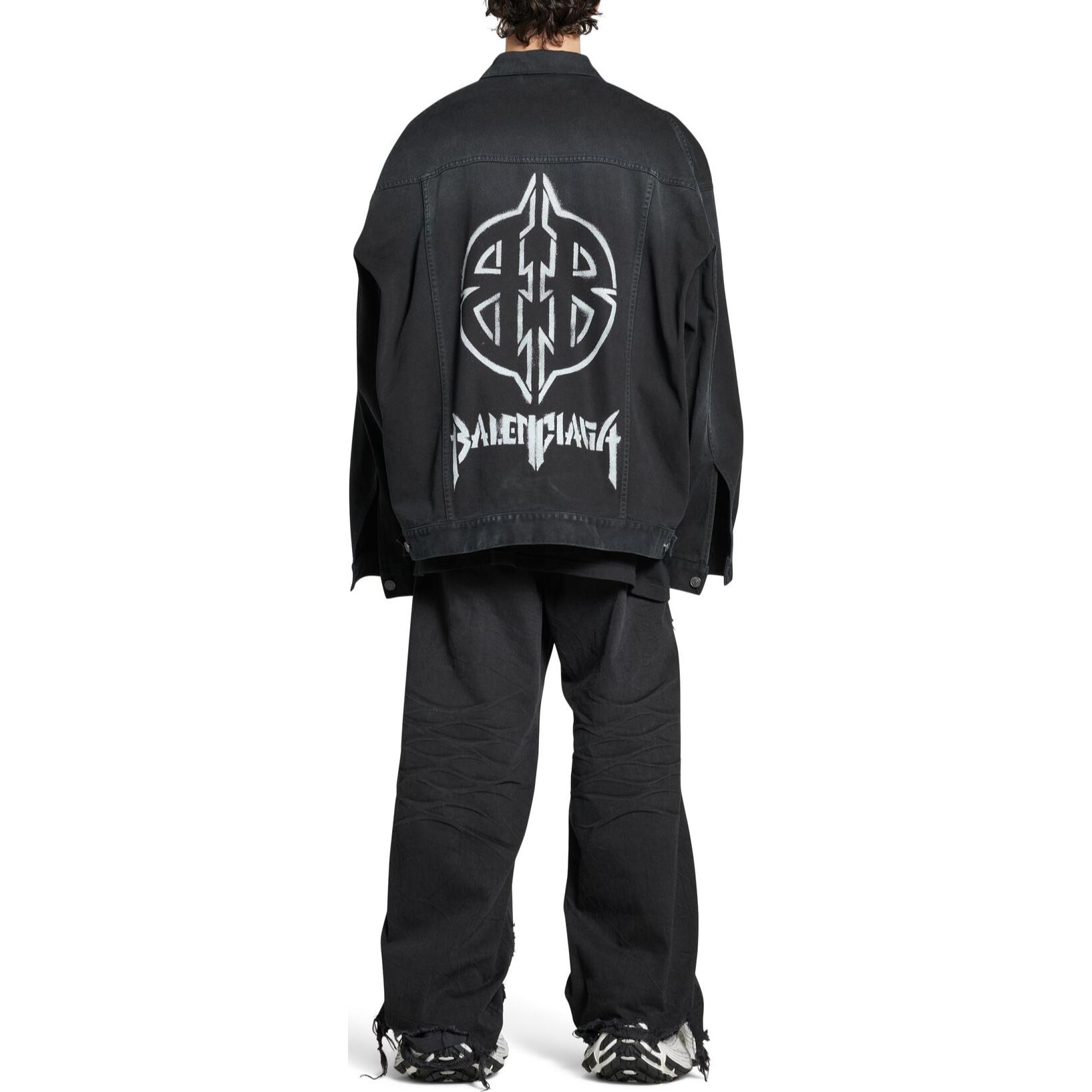 Details for 巴黎世家FW24金属BB标志喷绘牛仔夹克男女同款黑色宽松款式夹克。 793892TNW111672