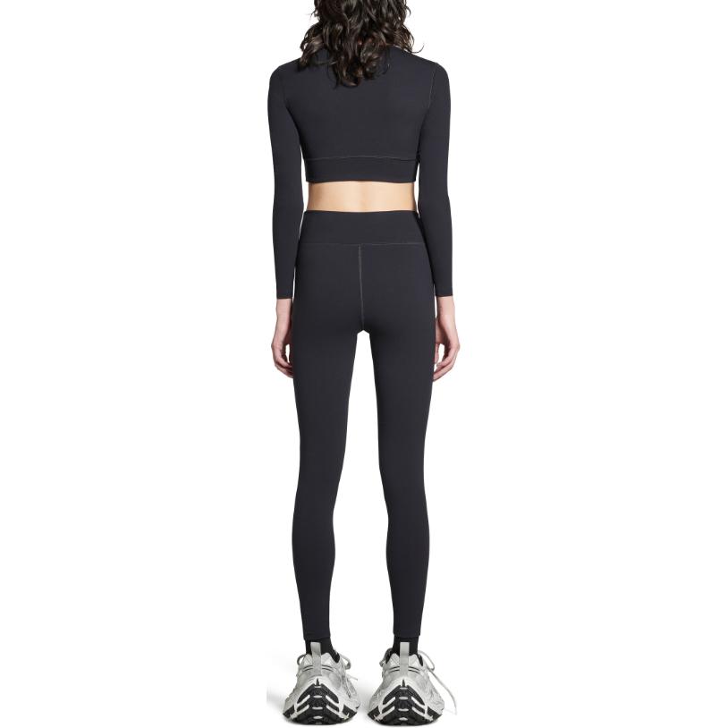 Shop Balenciaga FW24 Mid-Waist Logo Slim Fit Casual Leggings Unisex - Black 7932944E2B91081