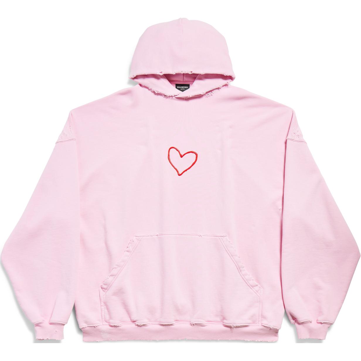 Balenciaga FW24 Pastel Pink Heart Hoodie Unisex Oversized Fit 739024TQVV95060