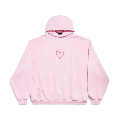 Balenciaga FW24 Pastel Pink Heart Hoodie Unisex Oversized Fit 739024TQVV95060