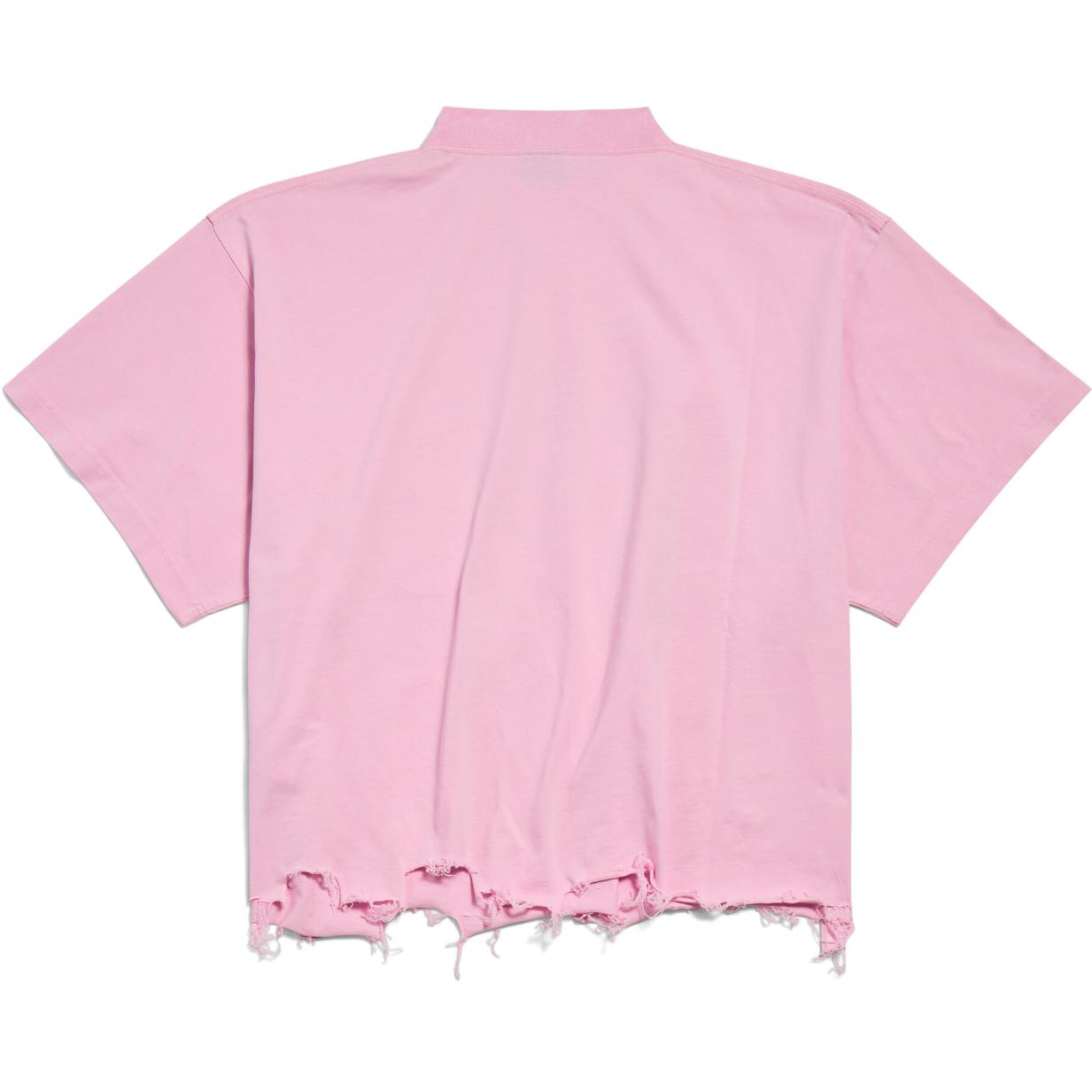 Balenciaga FW24 Pink Logo Embroidered Unisex T-Shirt Regular Fit 783399TQVS85708 圖 3