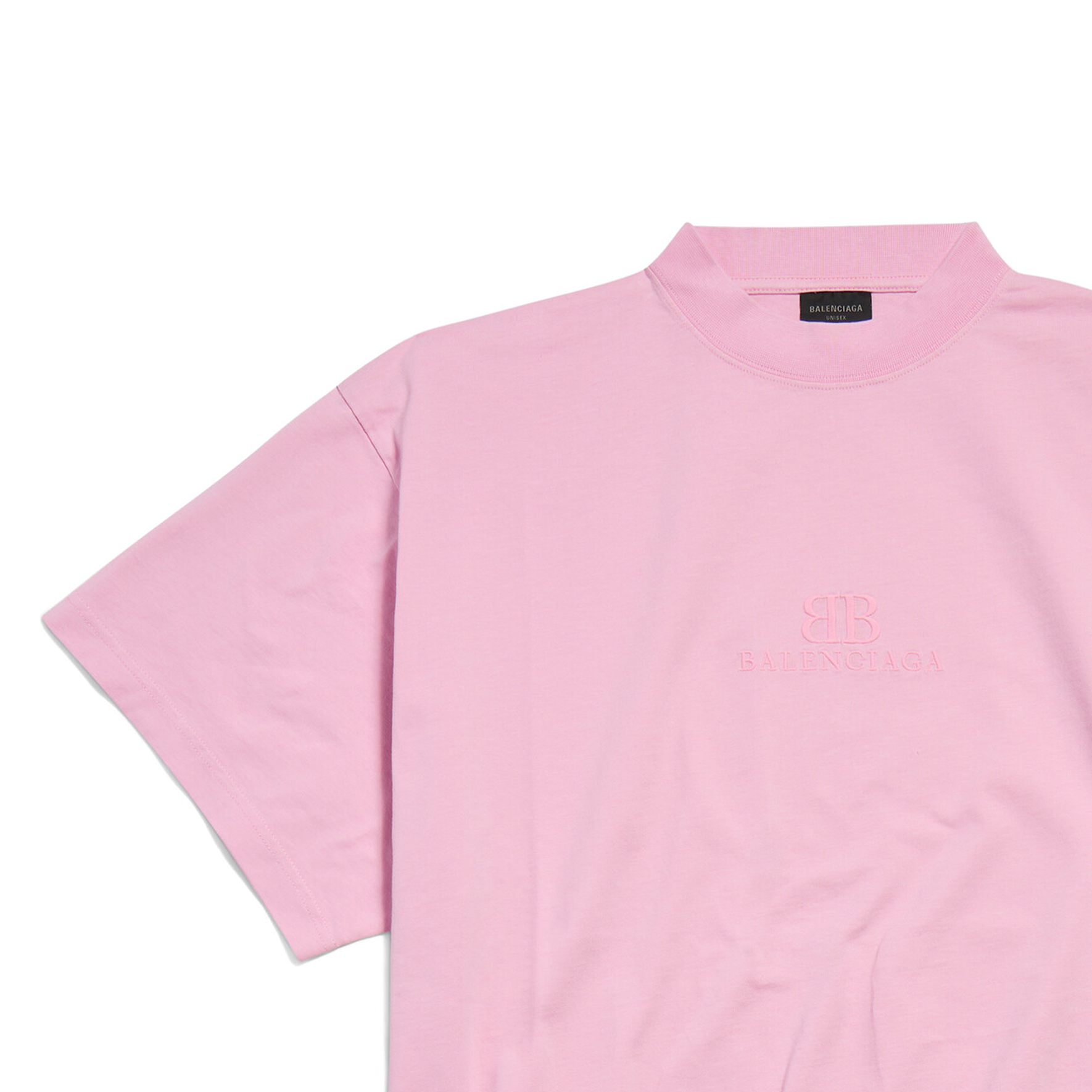 Balenciaga FW24 Pink Logo Embroidered Unisex T-Shirt Regular Fit 783399TQVS85708 圖 4