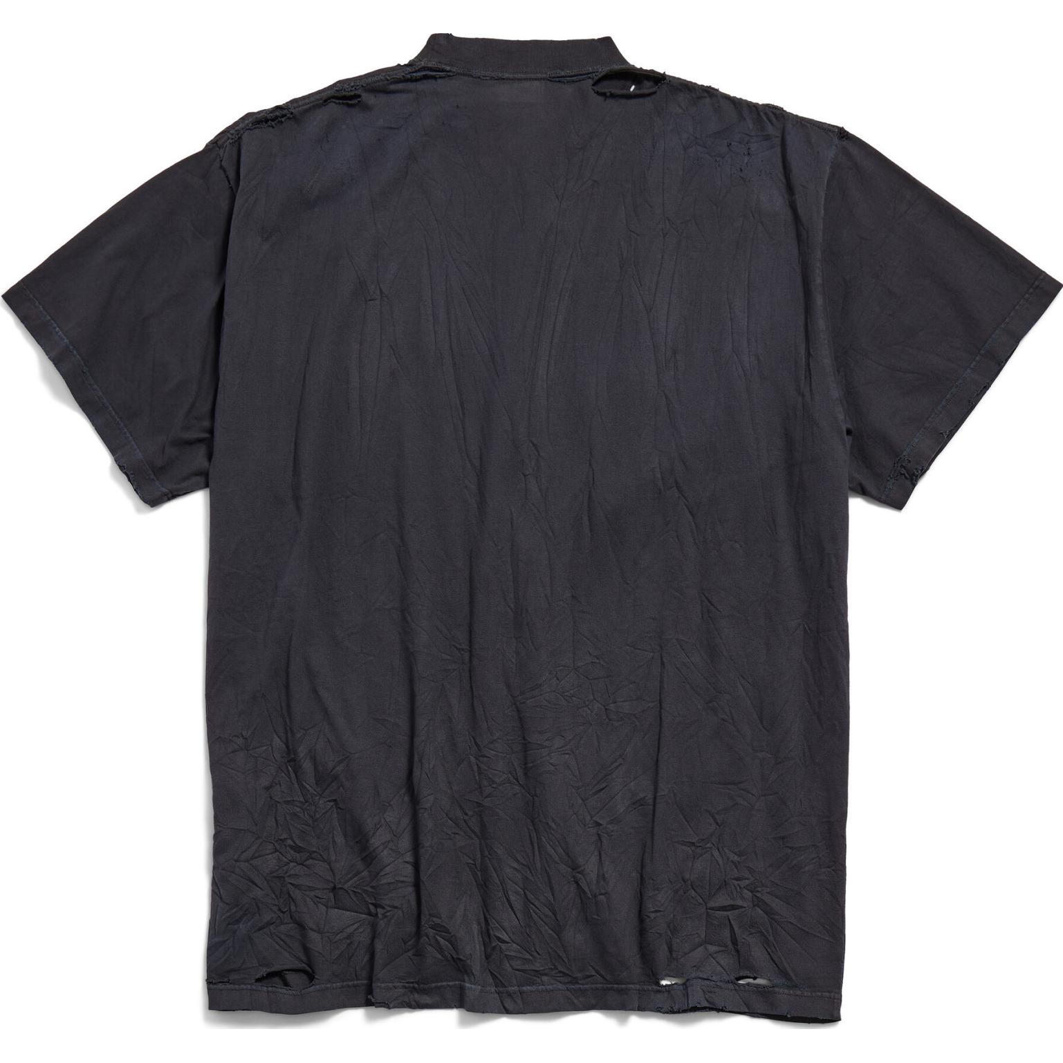 Lookbook Balenciaga FW24 地球標誌黑色圓領短袖T恤 男款 常規版型 787349TRVC91055