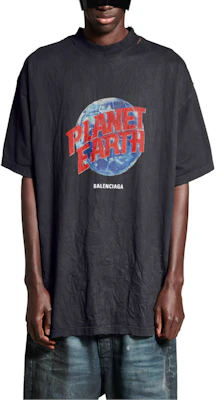 Balenciaga FW24 地球標誌黑色圓領短袖T恤 男款 常規版型 787349TRVC91055 Sizing Balenciaga FW24 地球標誌黑色圓領短袖T恤 男款 常規版型 787349TRVC91055