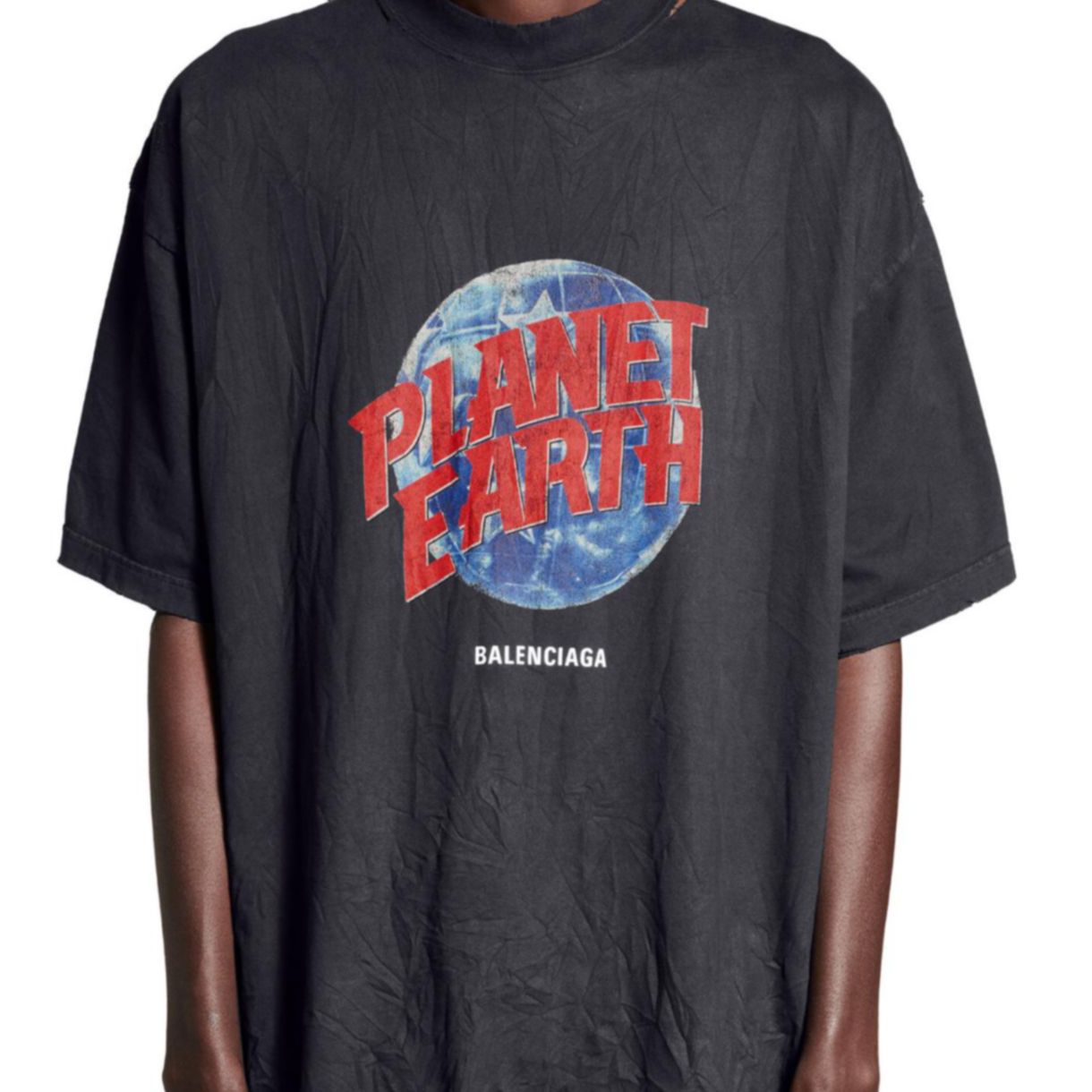 Cheap Balenciaga FW24 地球標誌黑色圓領短袖T恤 男款 常規版型 787349TRVC91055