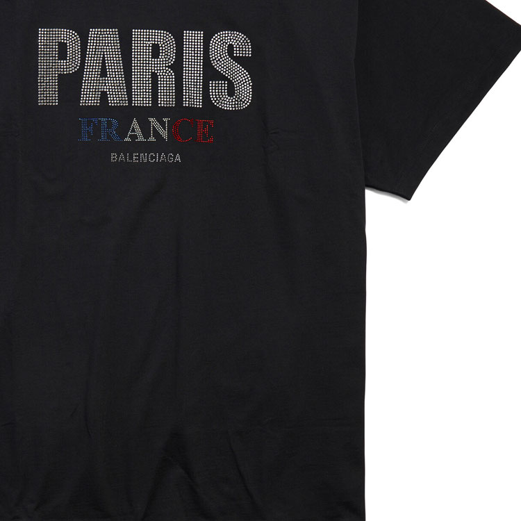 Purchase Balenciaga FW24 水鑽標誌黑色寬鬆版男女款圓領T恤 787349TRVL51000