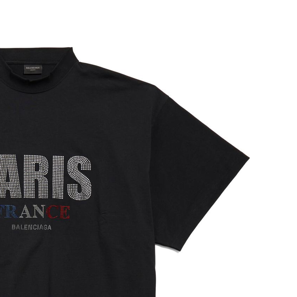 Details for Balenciaga FW24 水鑽標誌黑色寬鬆版男女款圓領T恤 787349TRVL51000