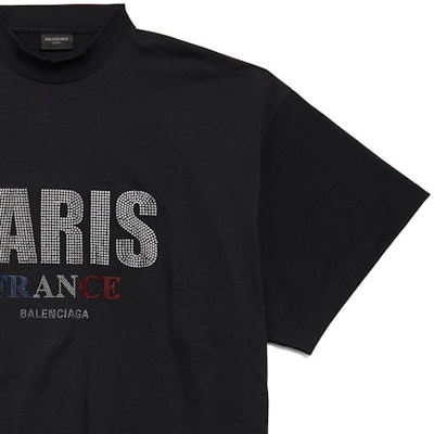 Balenciaga FW24 水鑽標誌黑色寬鬆版男女款圓領T恤 787349TRVL51000 Details for Balenciaga FW24 水鑽標誌黑色寬鬆版男女款圓領T恤 787349TRVL51000