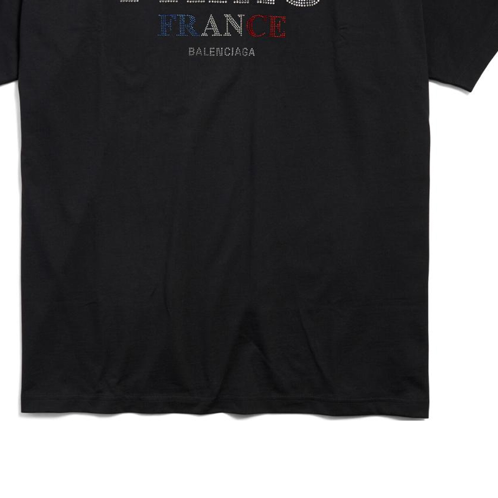 Sizing Balenciaga FW24 水鑽標誌黑色寬鬆版男女款圓領T恤 787349TRVL51000