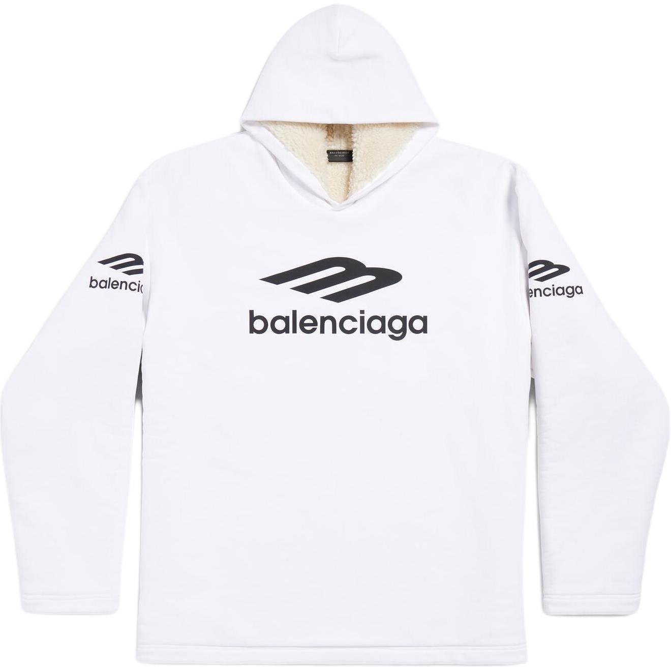 Balenciaga FW24 Skiwear Letter Print Long Hoodie White Unisex Loose Fit 773685TPVQ69000