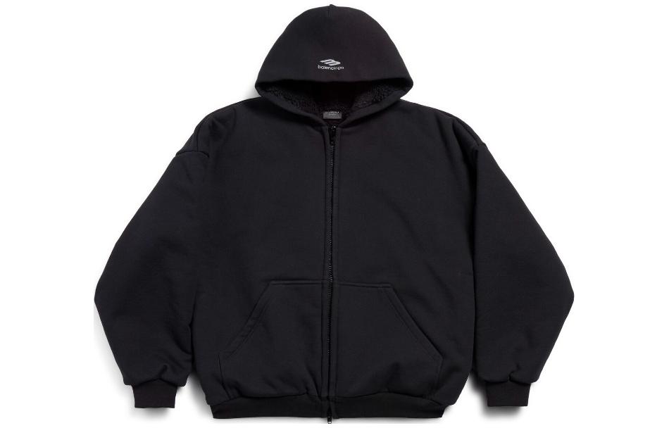 Balenciaga FW24 Skiwear Logo Zip-Up Hoodie Jacket Black - Loose Fit 773668TPVQ21000
