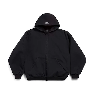 Balenciaga FW24 Skiwear Logo Zip-Up Hoodie Jacket Black - Loose Fit 773668TPVQ21000
