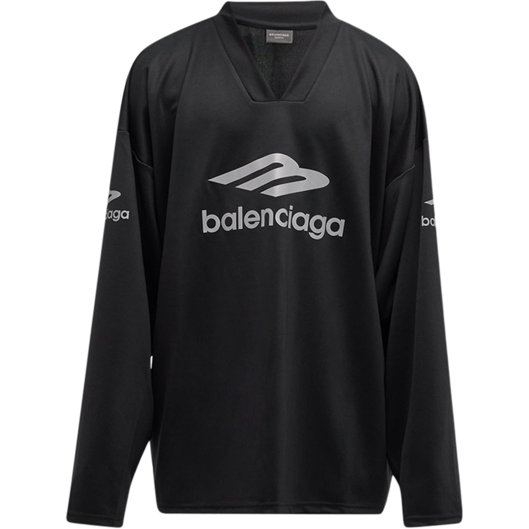 Balenciaga FW24 Skiwear V-Neck Long Sleeve Loose Fit T-Shirt Black . 779988TPVQ51000
