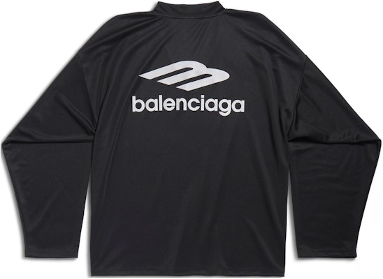 Balenciaga FW24 Baju Long Sleeve Fit Longgar Hitam Skiwear V-Neck. 779988TPVQ51000 Lookbook Balenciaga FW24 Baju Long Sleeve Fit Longgar Hitam Skiwear V-Neck. 779988TPVQ51000