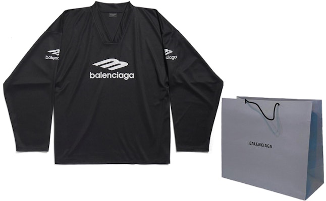 Balenciaga FW24 Baju Long Sleeve Fit Longgar Hitam Skiwear V-Neck. 779988TPVQ51000 Shop Balenciaga FW24 Baju Long Sleeve Fit Longgar Hitam Skiwear V-Neck. 779988TPVQ51000