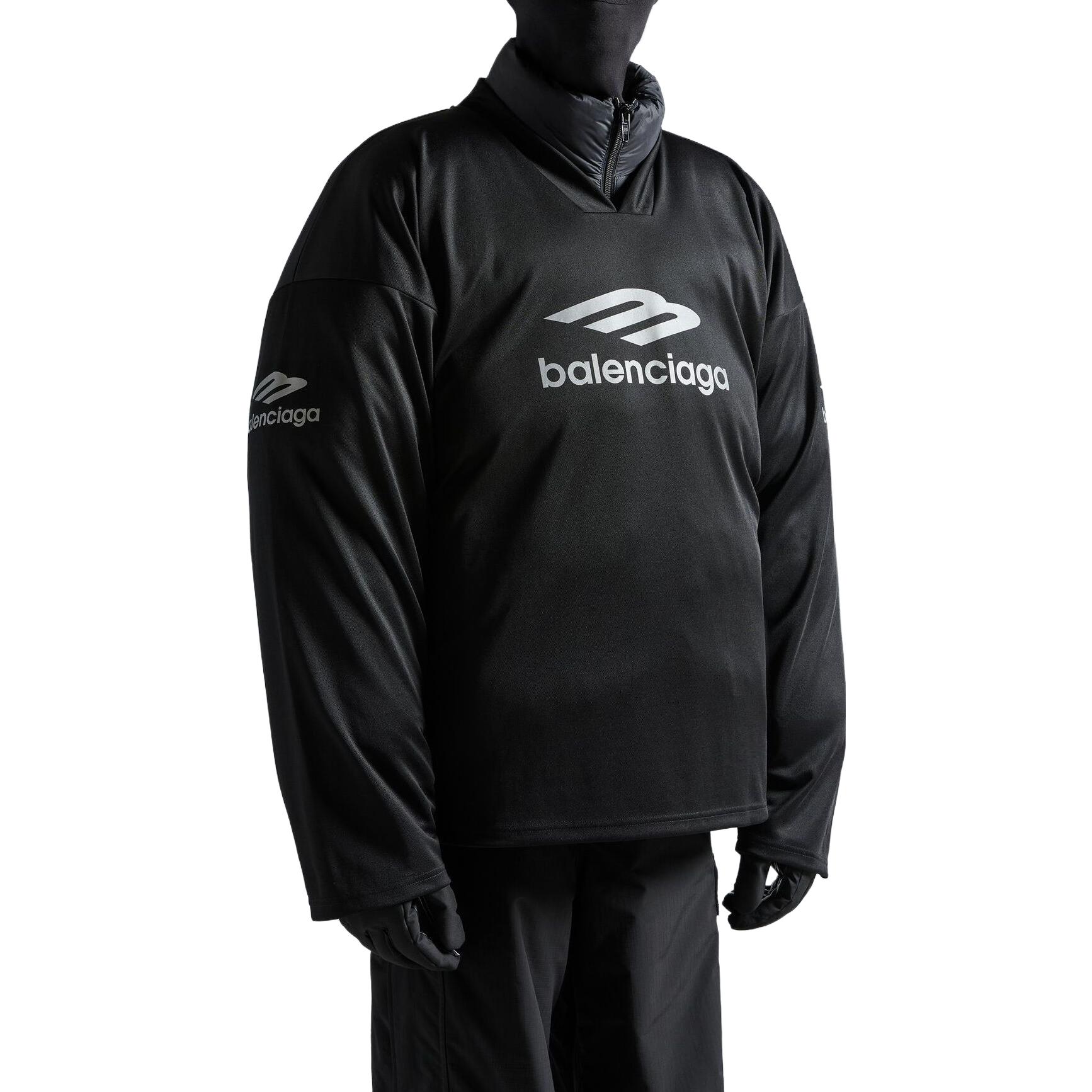 Purchase 巴黎世家 FW24 滑雪系列V领长袖宽松版T恤 黑色 779988TPVQ51000