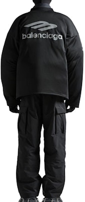 Balenciaga FW24 Baju Long Sleeve Fit Longgar Hitam Skiwear V-Neck. 779988TPVQ51000 Details for Balenciaga FW24 Baju Long Sleeve Fit Longgar Hitam Skiwear V-Neck. 779988TPVQ51000