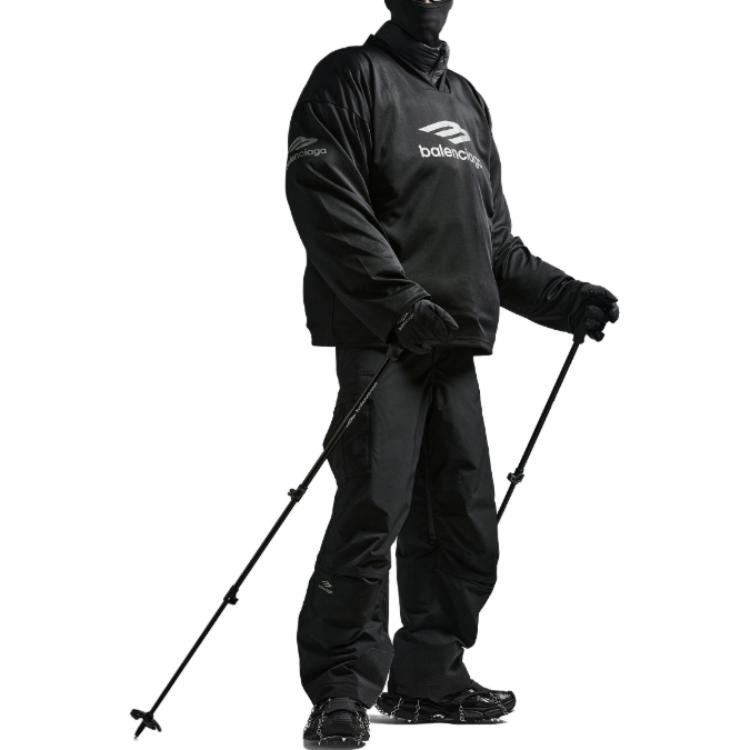 Cheap 巴黎世家 FW24 滑雪系列V领长袖宽松版T恤 黑色 779988TPVQ51000