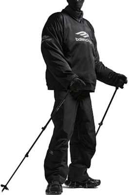 Balenciaga FW24 Baju Long Sleeve Fit Longgar Hitam Skiwear V-Neck. 779988TPVQ51000 Cheap Balenciaga FW24 Baju Long Sleeve Fit Longgar Hitam Skiwear V-Neck. 779988TPVQ51000