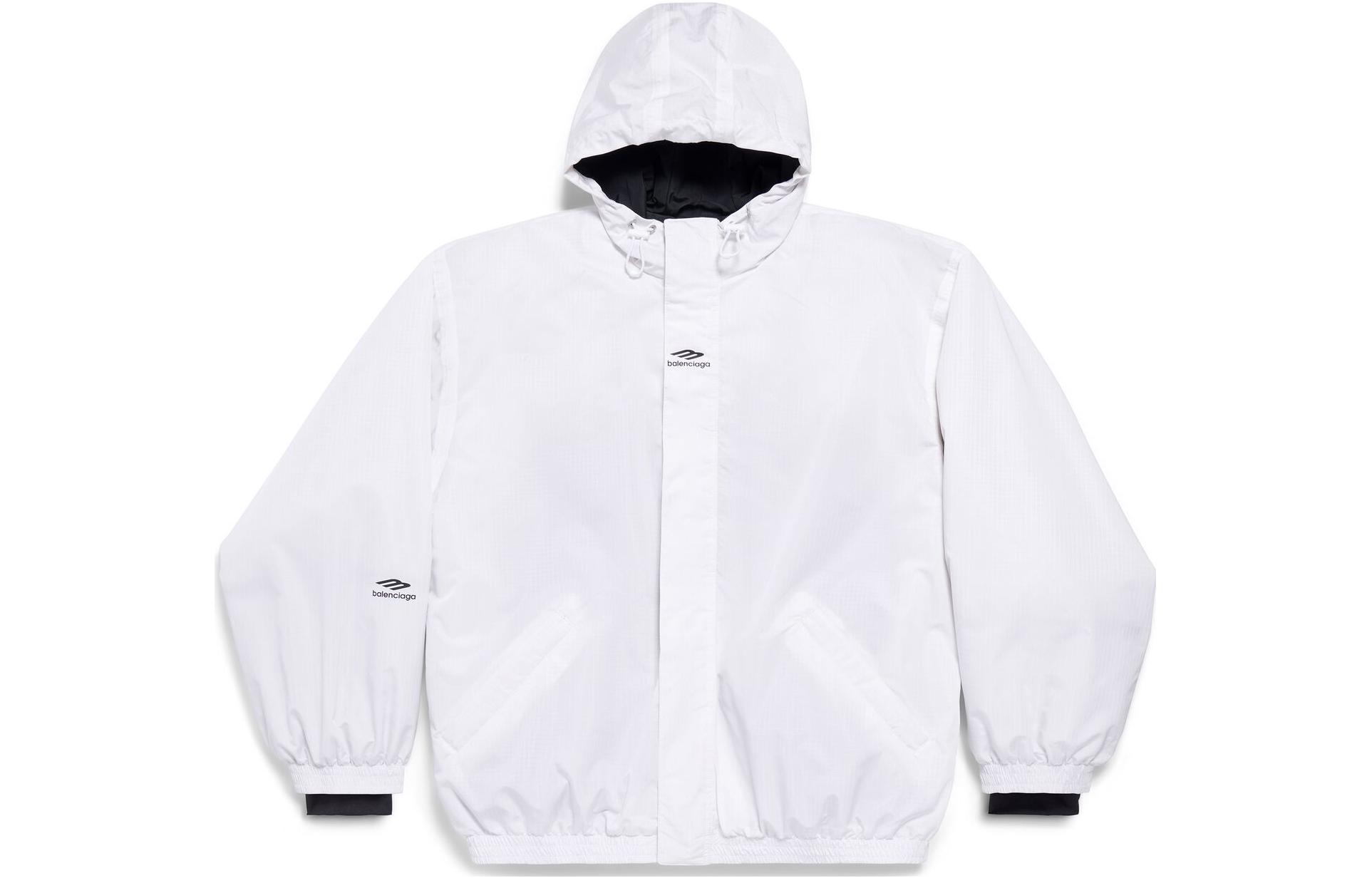 Balenciaga FW24 Skiwear White Zip-Up Hoodie Jacket for Men - Loose Fit 773988TPO419000