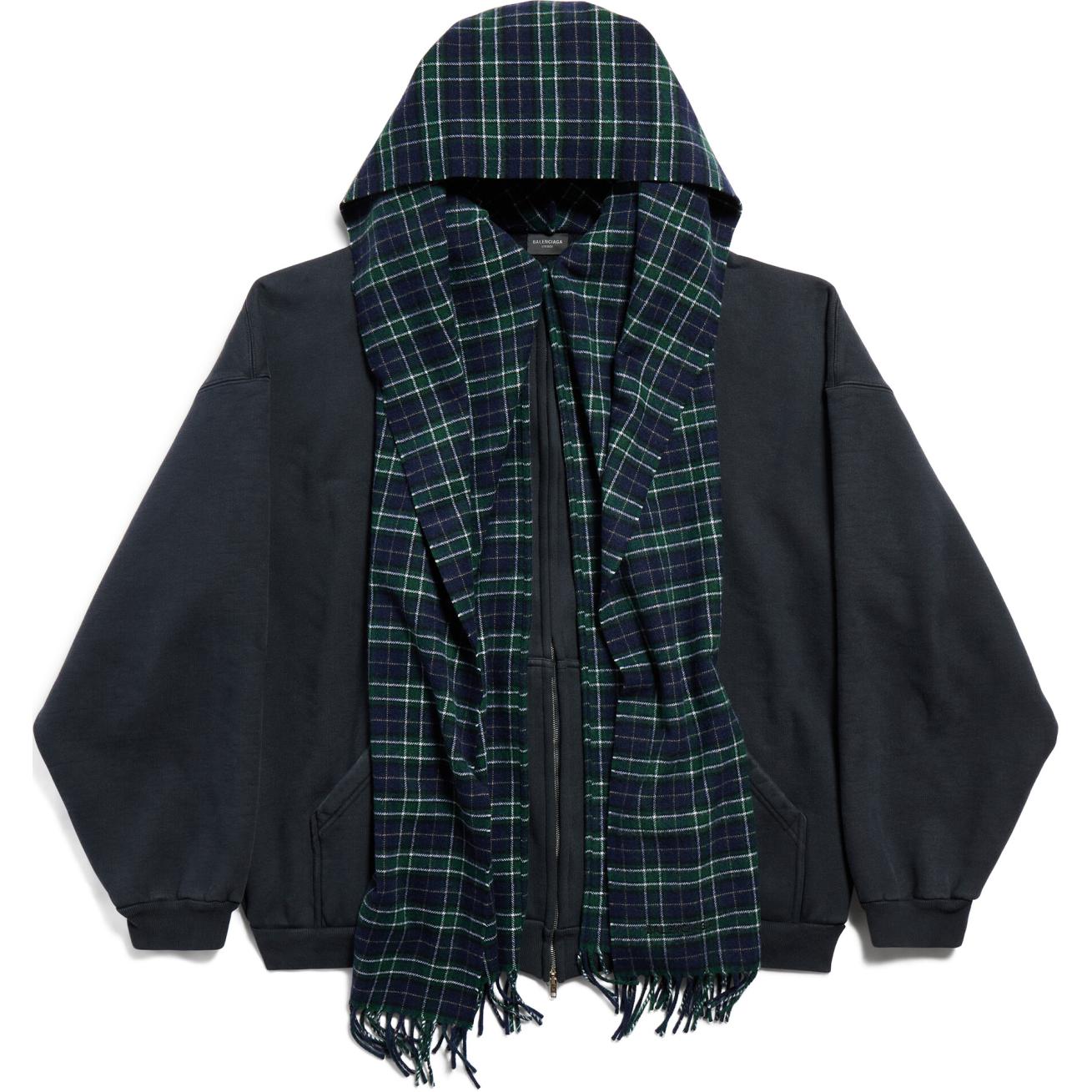 Balenciaga FW24 Solid Color Hooded Zip Jacket Unisex Oversized in Navy Blue 794747TQVM24021