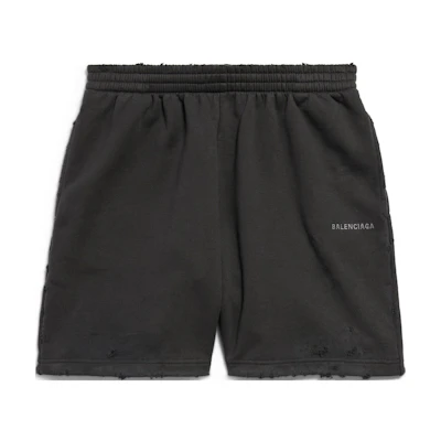Balenciaga FW24 Solid Color Logo Mid-Waist Straight Casual Shorts Unisex Black. 676137TQVY11083