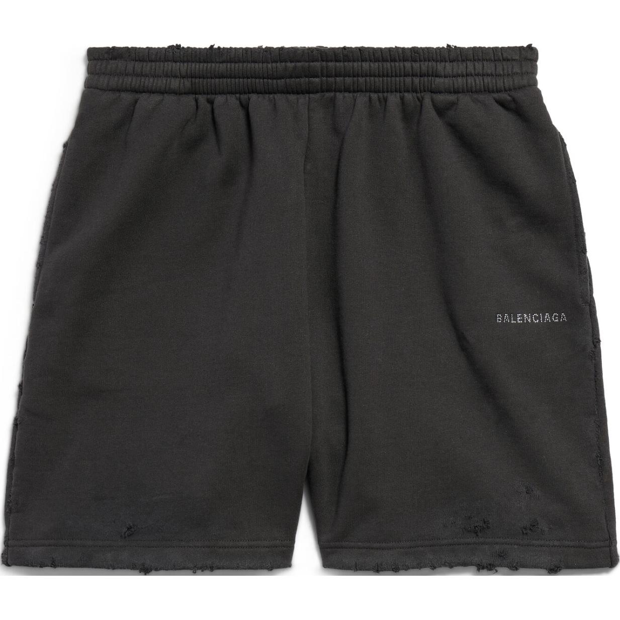Balenciaga FW24 Solid Color Logo Mid-Waist Straight Casual Shorts Unisex Black. 676137TQVY11083 圖 2
