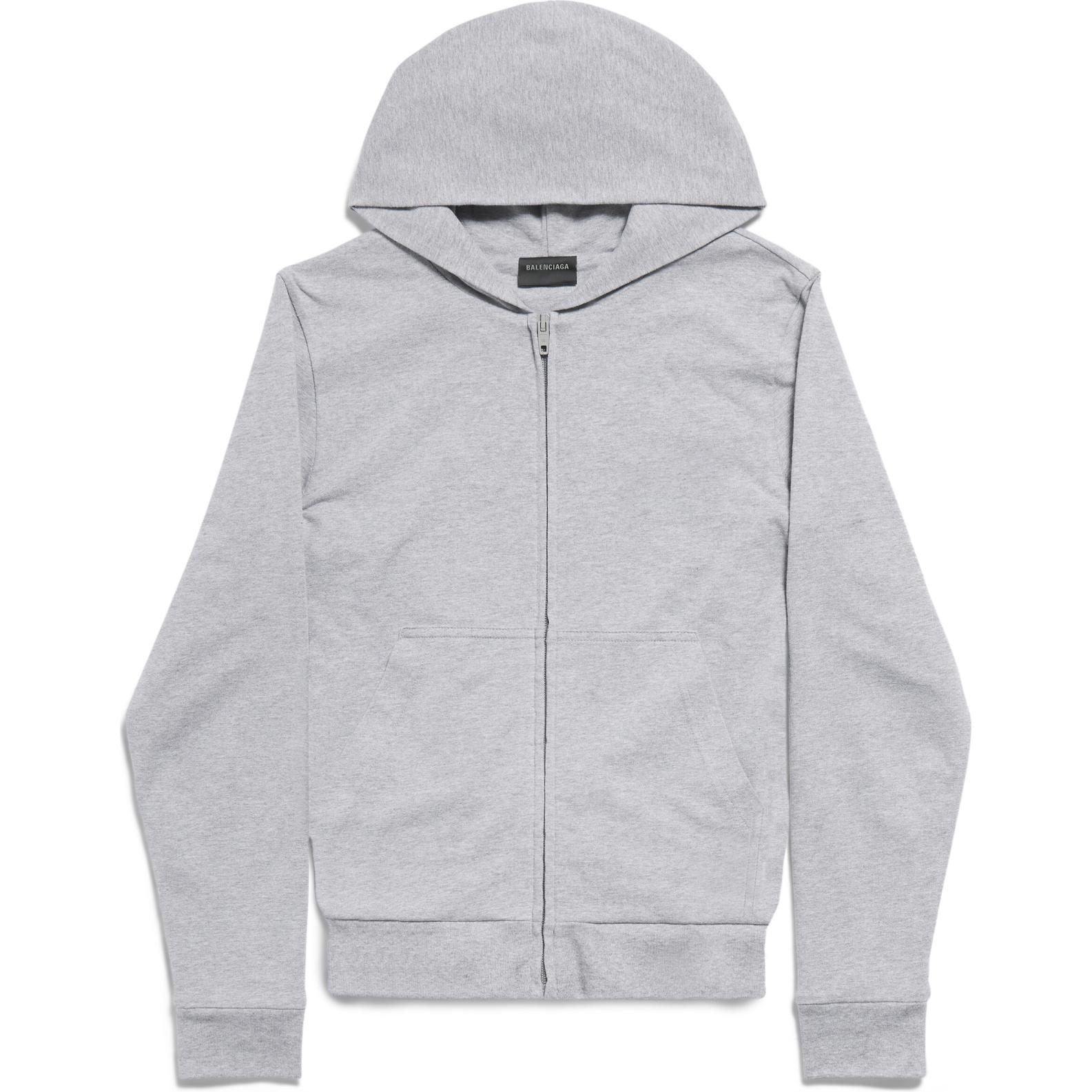 Balenciaga FW24 Unisex Fitted Zip-Up Hoodie Grey White 787359TQVD71300