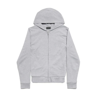 Balenciaga FW24 Unisex Fitted Zip-Up Hoodie Grey White 787359TQVD71300