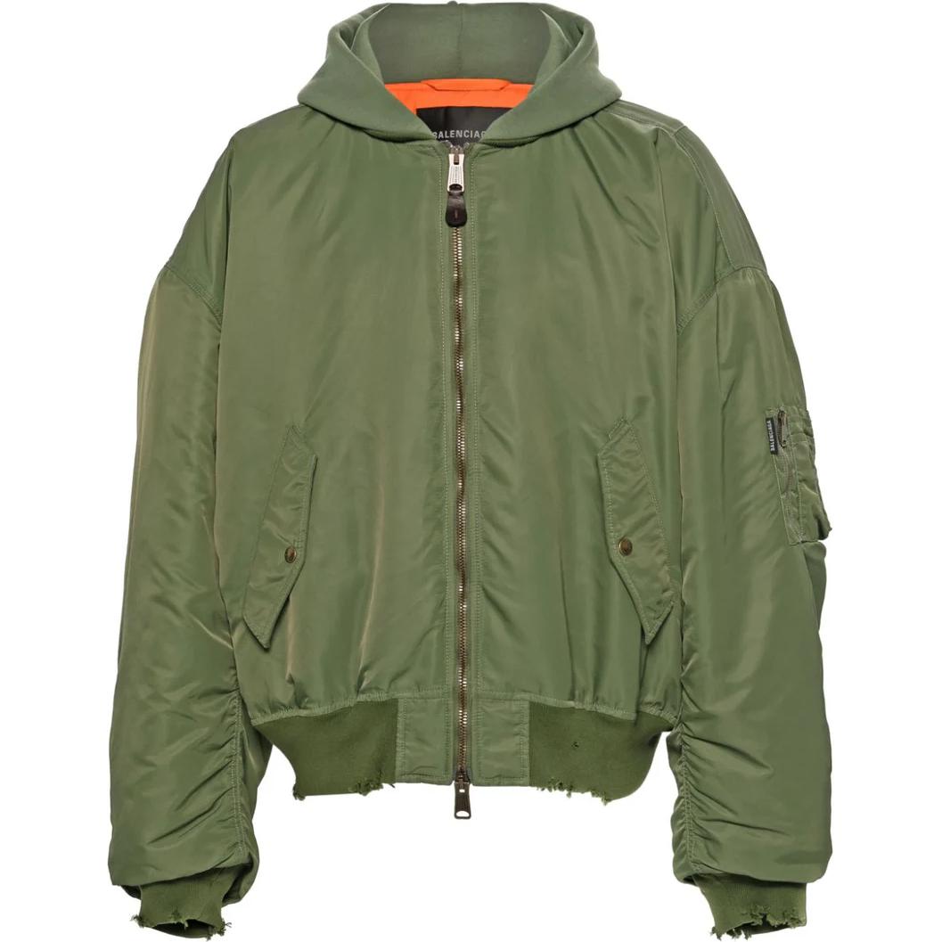 Balenciaga FW24 Unisex Green Hoodie Zip-Up Cotton Jacket Loose Fit. 796940TPO042840