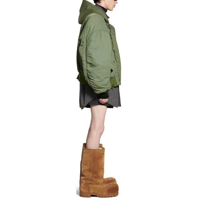 Balenciaga FW24 Unisex Green Hoodie Zip-Up Cotton Jacket Loose Fit. 796940TPO042840 圖 6