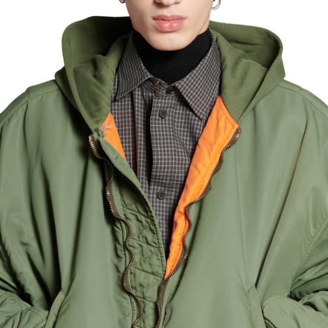 Balenciaga FW24 Unisex Green Hoodie Zip-Up Cotton Jacket Loose Fit. 796940TPO042840 圖 7