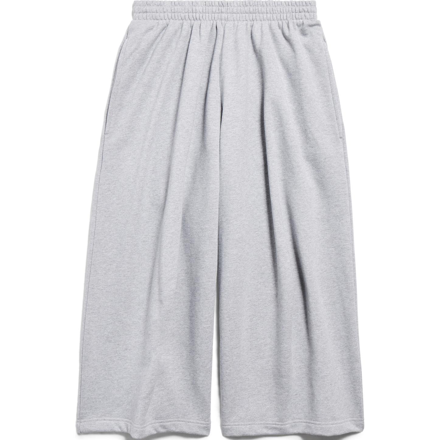 Balenciaga FW24 Unisex Grey Solid Color Mid-Waist Elastic Cropped Casual Pants. 794741TOVW11300