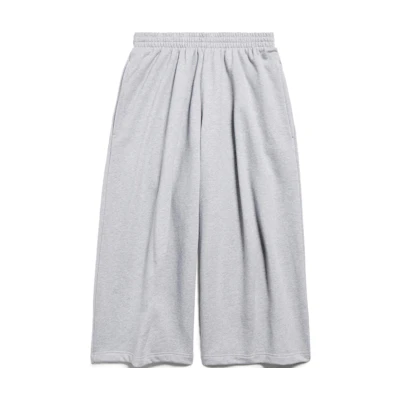 Balenciaga FW24 Unisex Grey Solid Color Mid-Waist Elastic Cropped Casual Pants. 794741TOVW11300