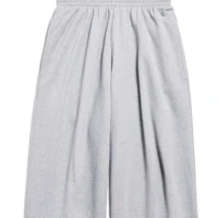 Cheap Balenciaga FW24 Celana Casual Unisex Abu Elastis Mid-Waist Cropped. 794741TOVW11300